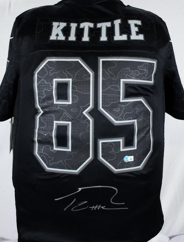 George Kittle Autographed 49ers Nike Black RFLCTV Jersey- Beckett W Hologram