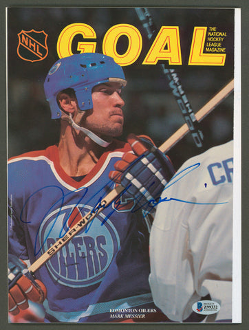 Oilers Mark Messier Authentic Signed Goal Magazine Autographed BAS #Z99332