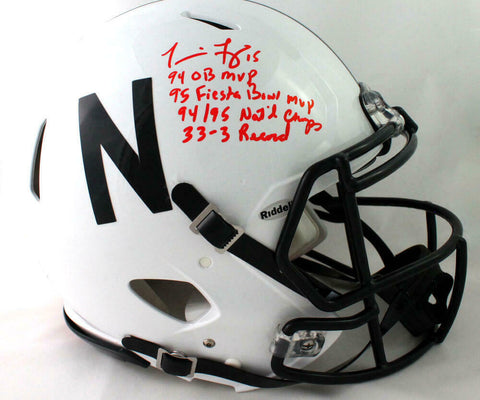 Tommie Frazier Signed Nebraska F/S 2019 Authentic Helmet w/Stats- Beckett W Auth