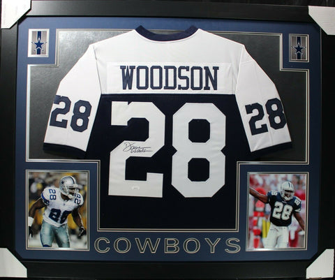 DARREN WOODSON (Cowboys throwback SKYLINE) Signed Autographed Framed Jersey JSA