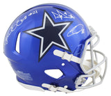 Cowboys (3) Prescott, Elliott, Lamb Signed Flash F/S Speed Proline Helmet BAS W