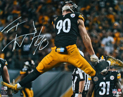 TJ Watt Autographed Pittsburgh Steelers 16x20 FP In Air Photo-Beckett W Hologram
