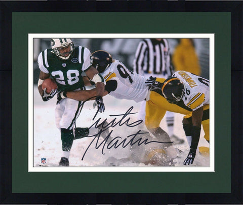 Framed Curtis Martin New York Jets Signed 8" x 10" Running in Snow Photo
