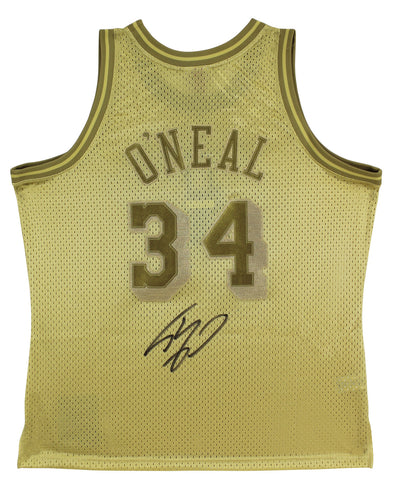 Lakers Shaquille O'Neal Authentic Signed Gold 96-97 M&N HWC Swingman Jersey BAS