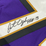 Autographed/Signed JONATHAN OGDEN HOF 13 Baltimore Purple Jersey JSA COA Auto