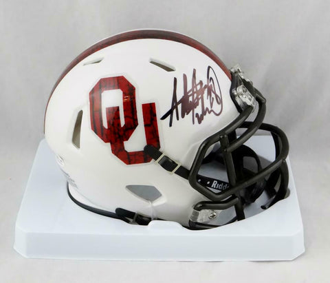 Adrian Peterson Signed Oklahoma Sooners BTW Mini Helmet - Beckett Auth *Black