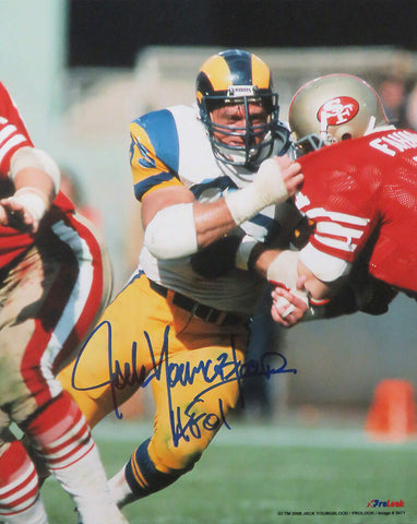 Jack Youngblood Signed Los Angeles Rams Action vs 49ers 8x10 Photo w/HF'01 - SS