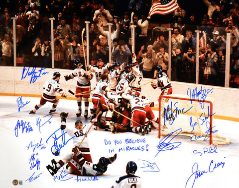 1980 Miracle On Ice Team USA Signed 20X24 Photo w/18 Signatures- Beckett W Holo