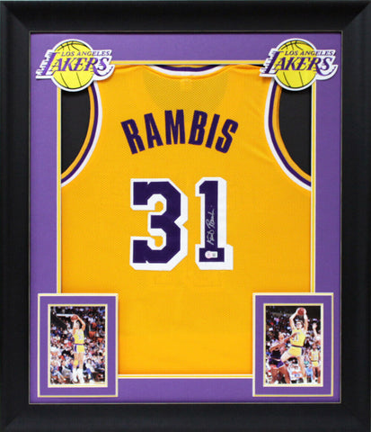 Kurt Rambis Authentic Signed Yellow Pro Style Framed Jersey BAS Witnessed