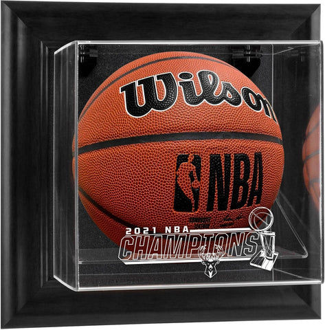 Bucks Black FRMD Mountable 2021 NBA Finals Champ Logo Basketball Display Case