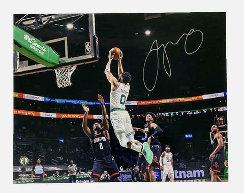 JAYSON TATUM Autographed Celtics "Dunk vs. Houston" 16 x 20 Photograph FANATICS