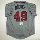 Autographed/Signed JOHN ROCKER Atlanta Grey Baseball Jersey PSA/DNA COA Auto