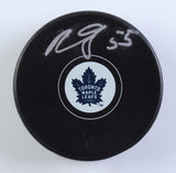 Mark Giordano Signed Toronto Maple Leafs Logo Hockey Puck (JSA COA) Defenseman