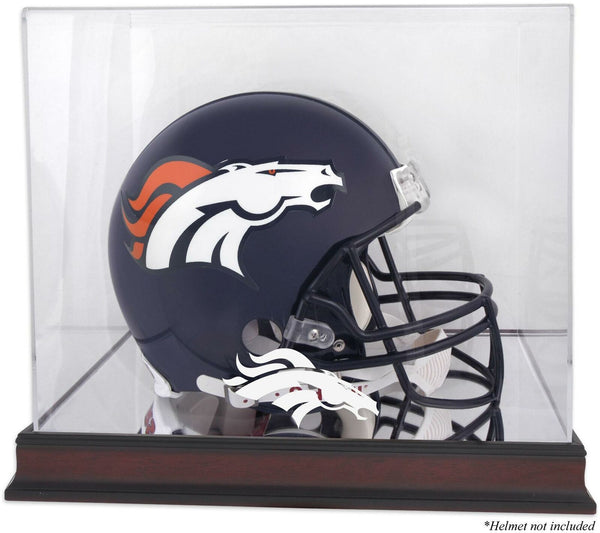 Broncos Mahogany Helmet Logo Display Case with Mirror Back-Fanatics