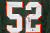 Ray Lewis Autographed/Signed College Style Green XL Jersey Beckett 36496