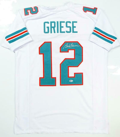 Bob Griese Autographed White Pro Style Jersey- Beckett Auth *2