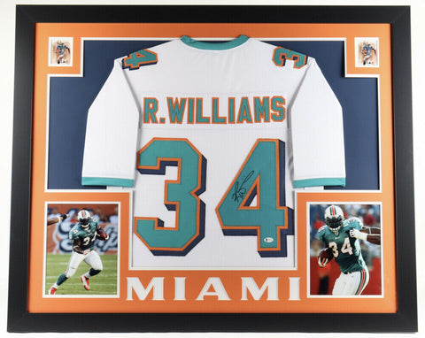 Ricky Williams Signed Miami Dolphins 35"x43" Framed Jersey (Beckett Hologram)