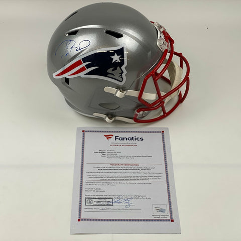 Autographed/Signed Tom Brady Patriots FS Speed Replica Helmet Fanatics COA/LOA
