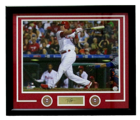 Rhys Hoskins Framed 16x20 Phillies Home Run Photo Laser Engraved Signature