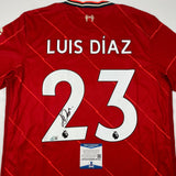 Autographed/Signed Luis Diaz Liverpool Red Soccer Jersey Beckett BAS COA Auto