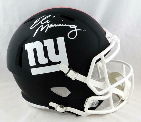 Eli Manning Signed New York Giants F/S Flat Black Helmet- Fanatics Auth *SIilver