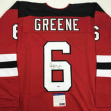 Autographed/Signed ANDY GREENE New Jersey Red Hockey Jersey PSA/DNA COA Auto