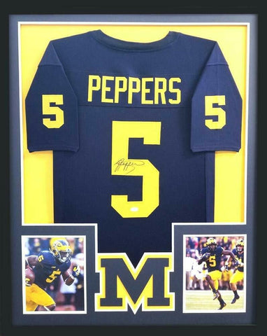 Jabrill Peppers Signed Framed Michigan Wolverines Custom Blue Jersey