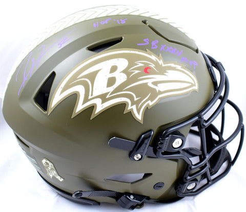 Ray Lewis Signed Ravens F/S Salute to Service Speed Flex Helmet w/2 ins.-BAWHolo