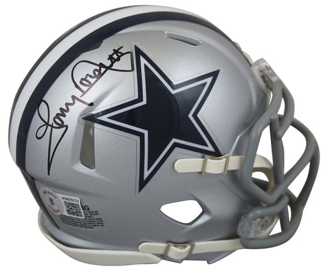 Cowboys Tony Dorsett Authentic Signed Silver Speed Mini Helmet BAS Witnessed