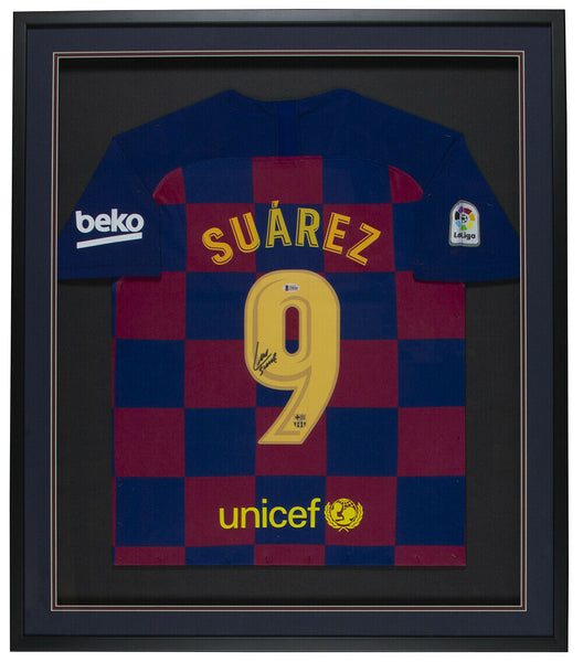 Luis Suarez Signed Framed FC Barcelona Nike Soccer Jersey BAS ITP