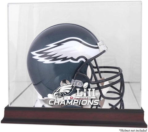 Philadelphia Eagles Super Bowl LII Champs Mahogany Helmet Logo Display Case