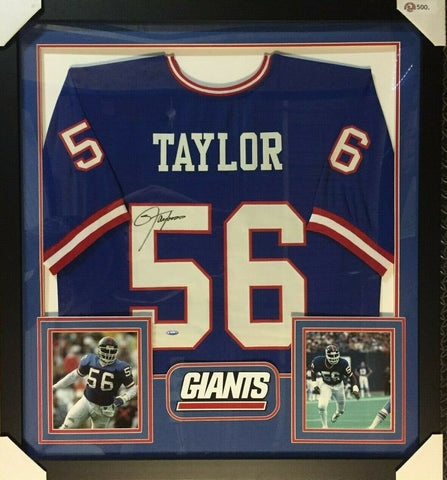 Lawrence Taylor Signed New York Giants 36"x 39" Framed Jersey (Trisatr Hologram)