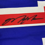 Framed Autographed/Signed Mark Messier 33x42 New York Blue Hockey Jersey JSA COA