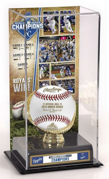 KC Royals 2015 MLB WS Champs Gold Glove Display Case with Image-Fanatics