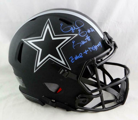 Ezekiel Elliott Signed Cowboys F/S Eclipse Authentic Helmet w/Insc- Beckett W