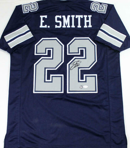 Emmitt Smith Signed Blue Pro Style Jersey w/ Grey Numbers - Beckett W Auth *R2