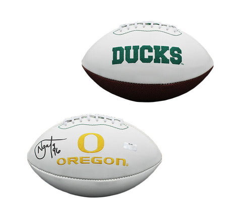 Haloti Ngata Signed Oregon Ducks Embroidered White NCAA Football