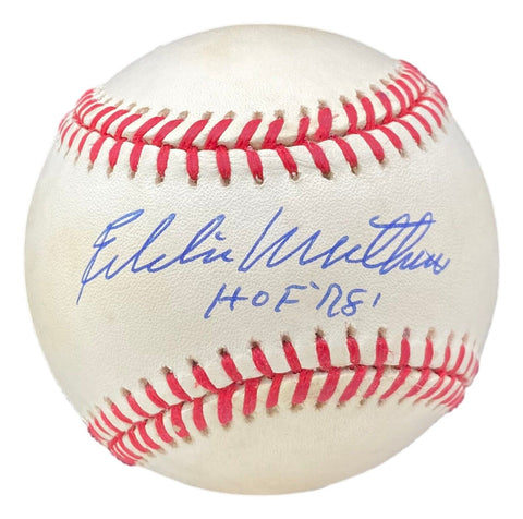 Eddie Mathews Braves Signed National League Baseball HOF'R 81 Inscr BAS BH080136