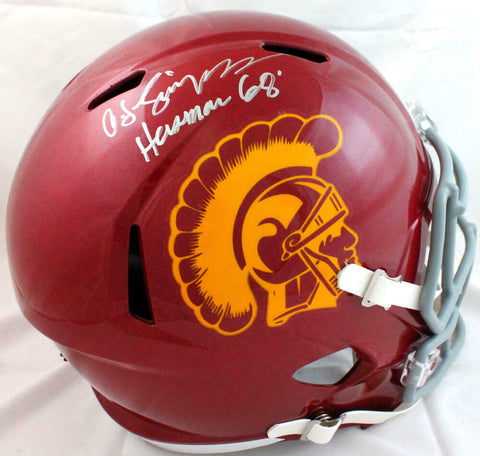 O. J. Simpson Autographed USC Trojans F/S Speed Helmet w/ Heisman-JSA W *Silver