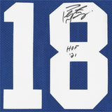FRMD Peyton Manning Colts Signd Blue Mitchell&Ness Auth Jersey w/"HOF 21"Inc