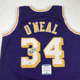 Autographed/Signed SHAQUILLE SHAQ O'NEAL Los Angeles Purple Jersey Beckett COA