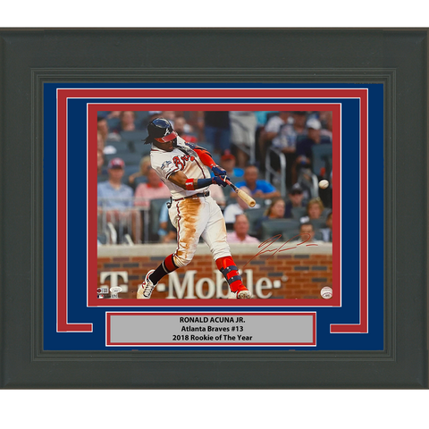 Framed Autographed/Signed Ronald Acuna Jr. Atlanta Braves 16x20 Photo JSA COA