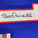Autographed/Signed Bill Parcells New York Blue Stat Football Jersey JSA COA