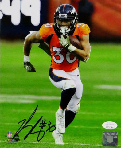 Phillip Lindsay Autographed Broncos 8x10 PF Photo Running w/ Ball- JSA W Auth