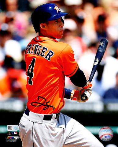 George Springer Signed Houston Astros Swinging Action 8x10 Photo - MLB Hologram