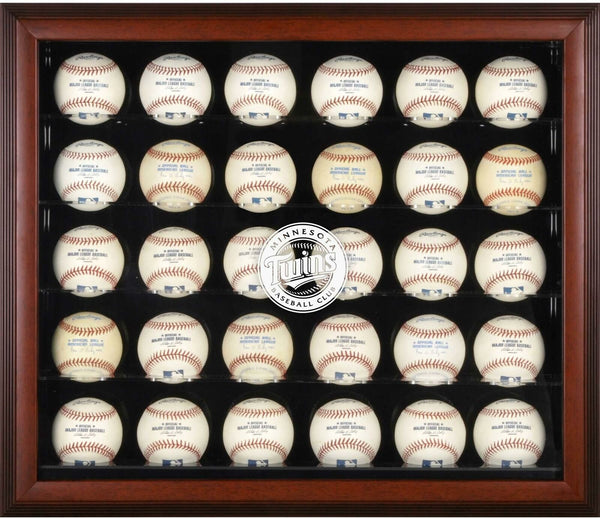 Minnesota Twins Logo Mahogany Framed 30-Ball Display Case-Fanatics