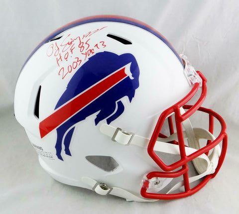 OJ Simpson Autographed Buffalo Bills F/S Flat White Helmet w/2 Insc - JSA W Auth