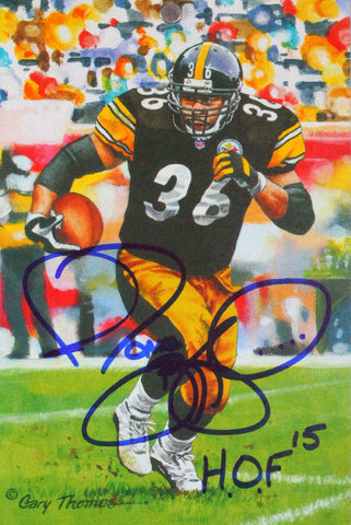 Jerome Bettis Autographed Steelers Goal Line Art Card w/ HOF- Beckett *Blue