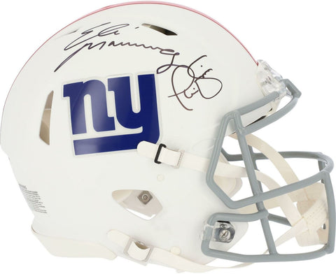 Phil Simms & Eli Manning NY Giants Signed Flat White Alternate Authentic Helmet
