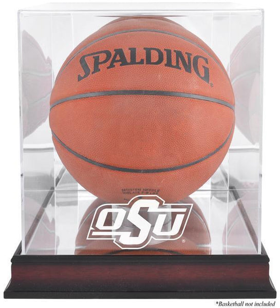 Oklahoma State Cowboys Antique Finish Basketball Display Case w/Mirror Back